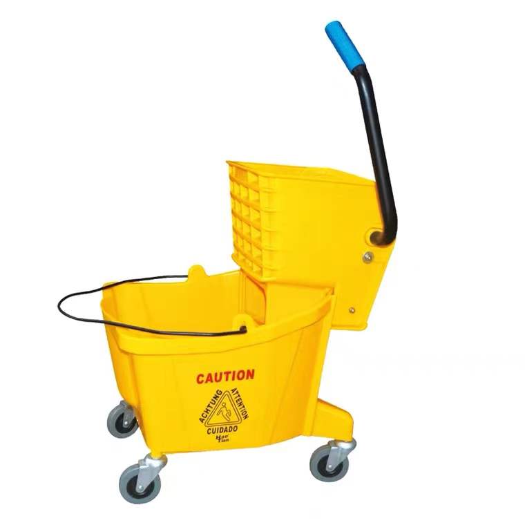 Industrial Cleaning Mop Trolley Bucket With Side Press Wringer