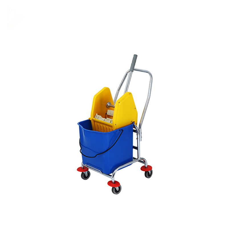 Single Mop Bucket With Downpress Wringer Trolley