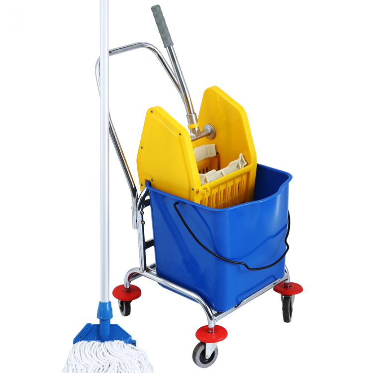 Single Mop Bucket With Downpress Wringer Trolley