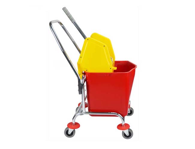 Single Mop Bucket With Downpress Wringer Trolley