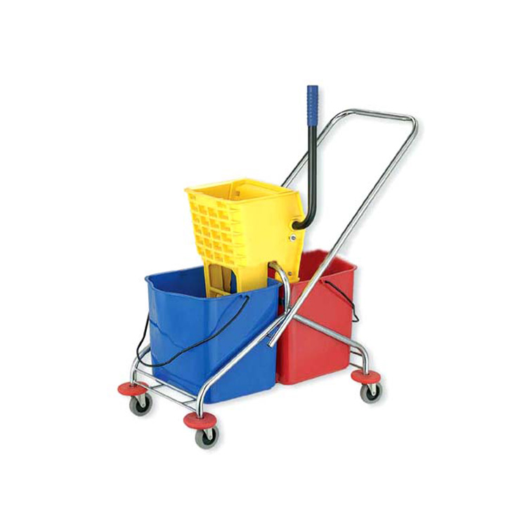 Commercial Three Mop Bucket With Wringer Trolley