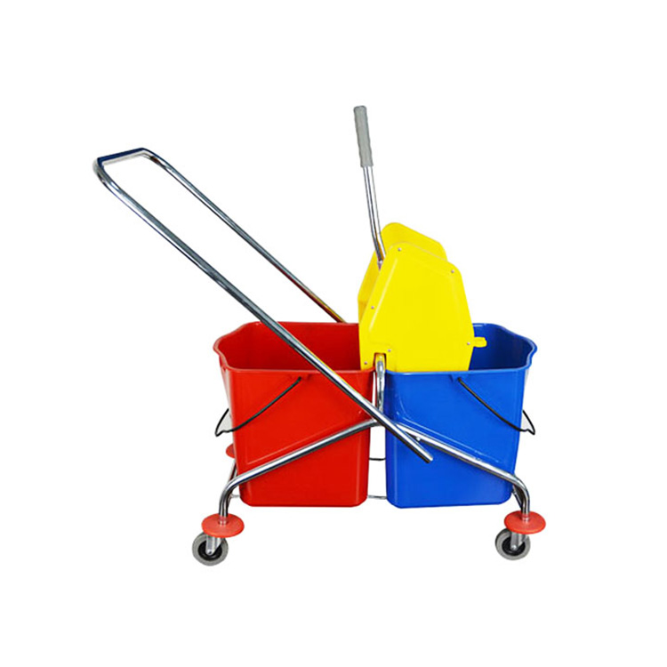 Industrial Cleaning Double Bucket Mop Wringer Trolley