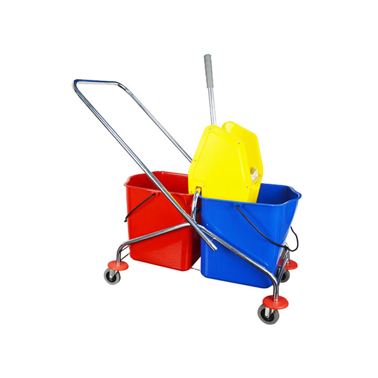 Industrial Cleaning Double Bucket Mop Wringer Trolley