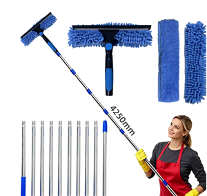 10-section Rod 425cm Mesh Scrubber - Durable Lightweight Stainless Steel Window Cleaner - Household Cleaning Tool Accessory