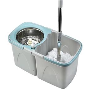 Steel Pole Double Bucket for Spin Mop Set Magic Cleaning Floor with Separated Buckets for Clean and Dirty Water Spin Cleaning