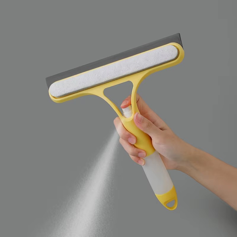 3-in-1 Double-Sided Glass Wiper Multifunctional Car Windshield Window Cleaner with Spray Bottle and Plastic Handle