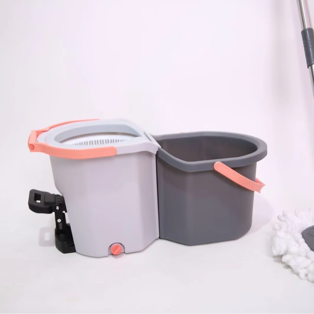 Pedal Separation Telescopic Handle Dual-drive Bucket Mop Set with Folding Rotating Spin Drying Microfibre Fabric