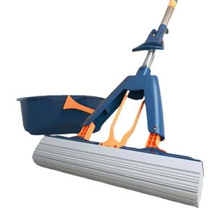 Commercial Self-PVA Microfiber Scracth Telescopic Mop Hand-Free Water Squeeze Flat Loop 360 with Sponge Mop Head