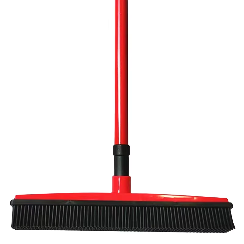 Portable Plus-Size Thickened Folding Rotating Broom Set Long Silicone Soft Fur Non-Viscous Sweeping Broomstick Dustpan for Home