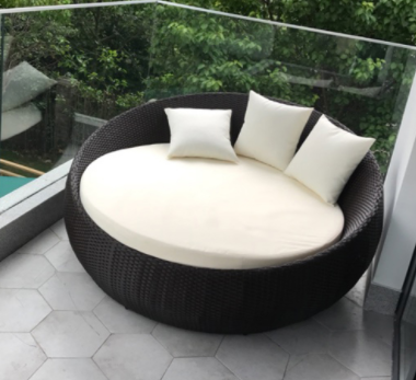 Round Outdoor Cushions Patio Daybed With Canopy