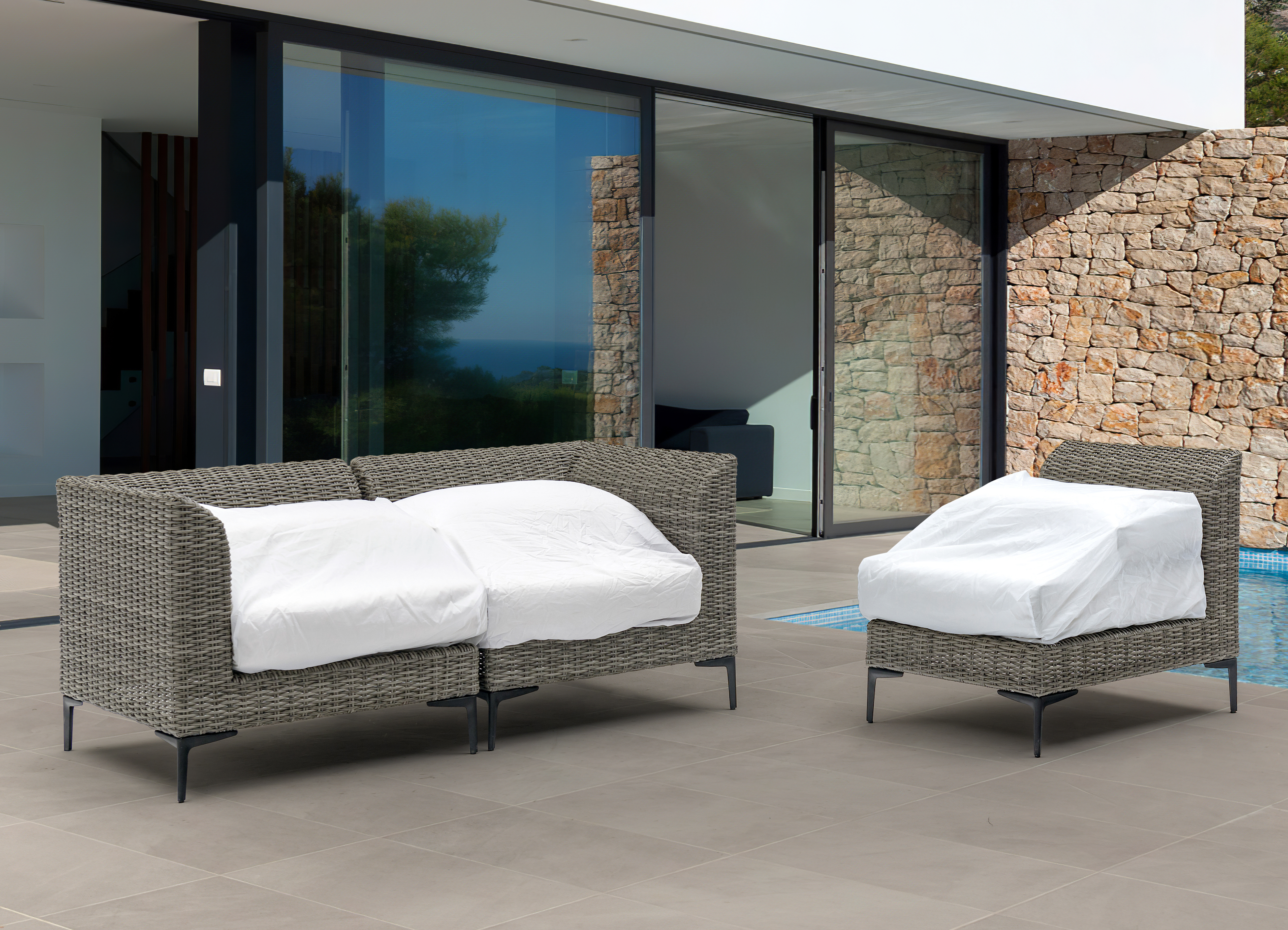 Conjunto de sofás de canto de jardim móveis sofá seccional ao ar livre
