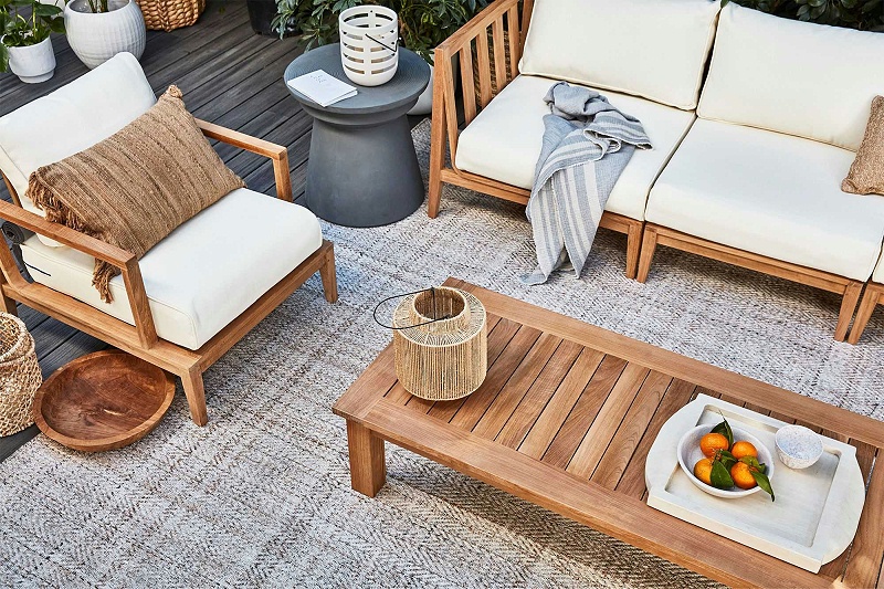 outdoor teak sofa table
