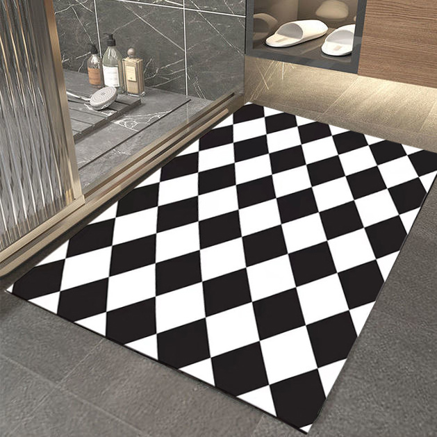 Tapis de salle de bain lavable noir et blanc Low Prices Tapis de