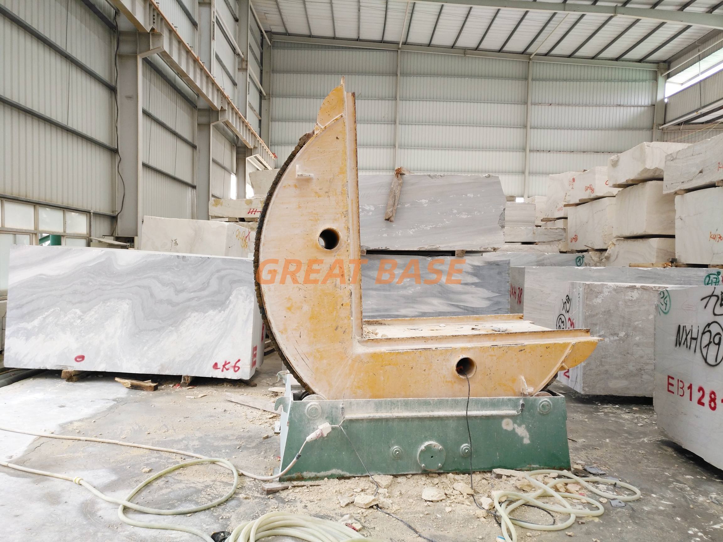 GreatBase GBFS-45 Stone Block Turnover Machine with 90 Degree Coil Upender Chain Drive Design for Raw Marble Granite Handling
