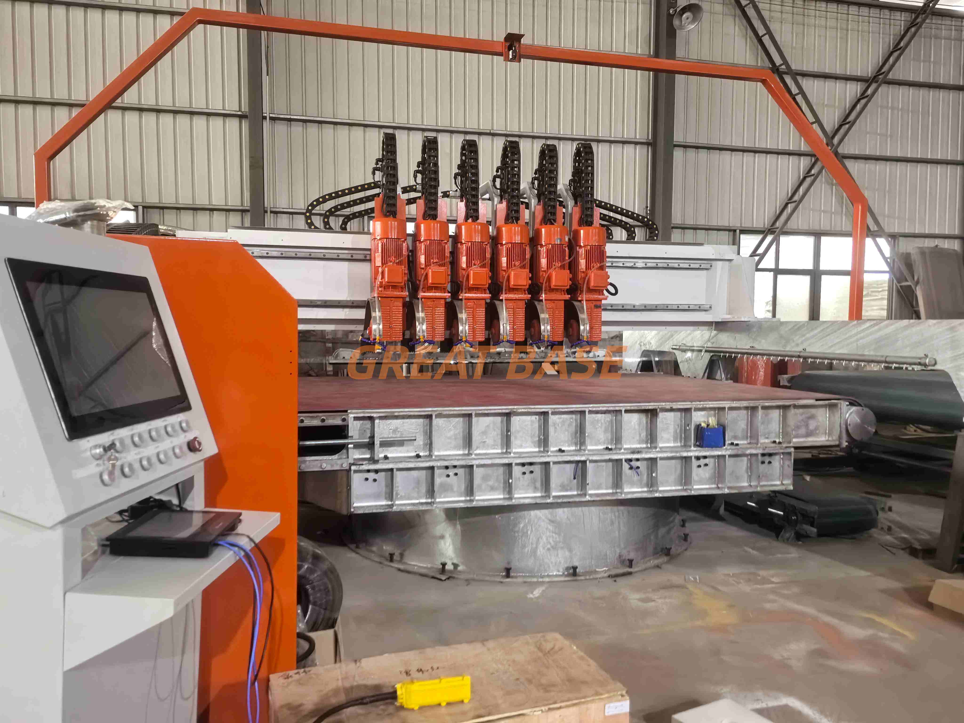 GreatBase GB6-500X Super Smart 30kw Multi-disc Line Concept Bridge Saw for Granite Slab Cutting Generating Complex Cuts Stone Cutting Machine