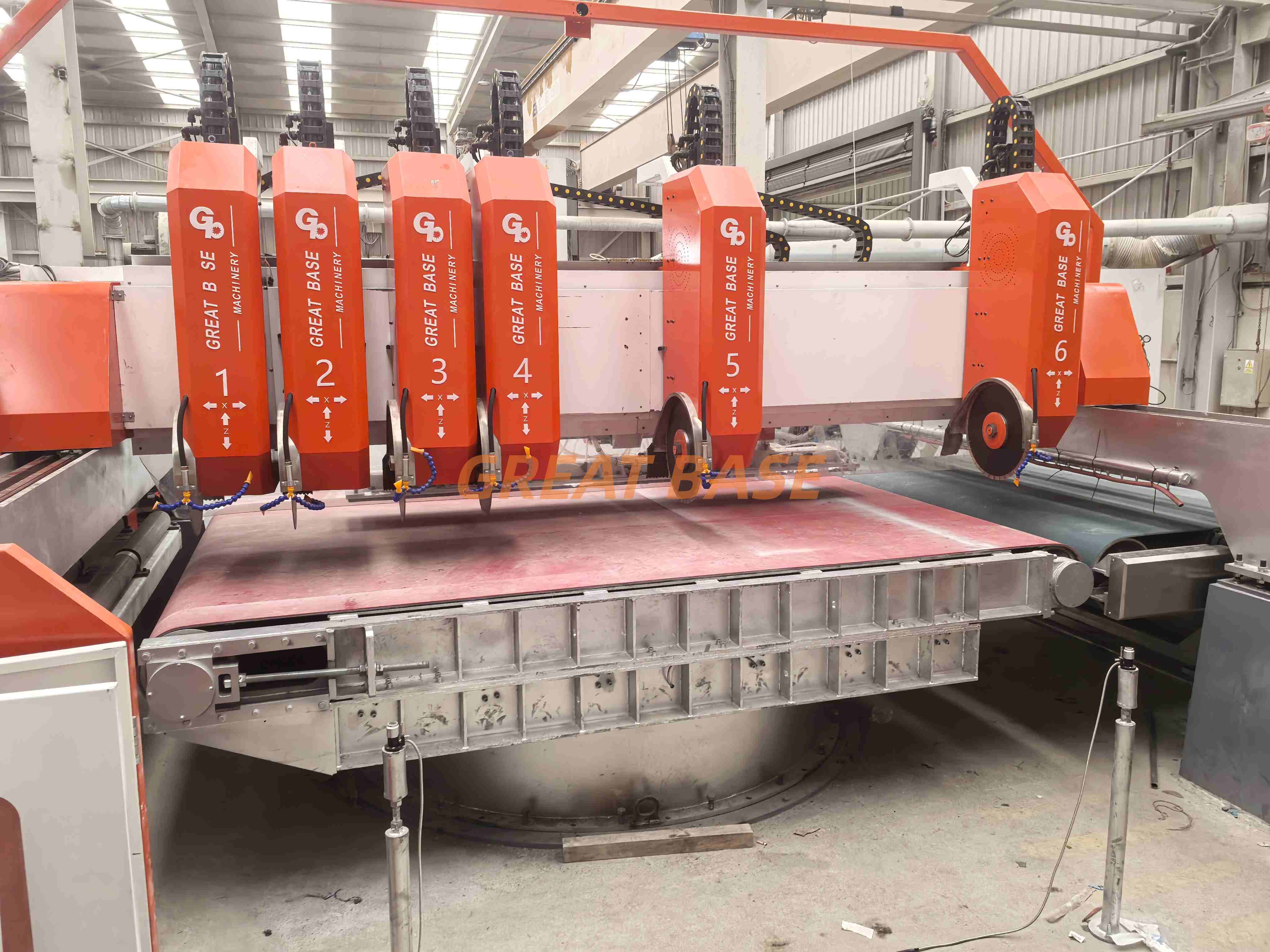 GreatBase GB6-500X Super Smart 30kw Multi-disc Line Concept Bridge Saw for Granite Slab Cutting Generating Complex Cuts Stone Cutting Machine