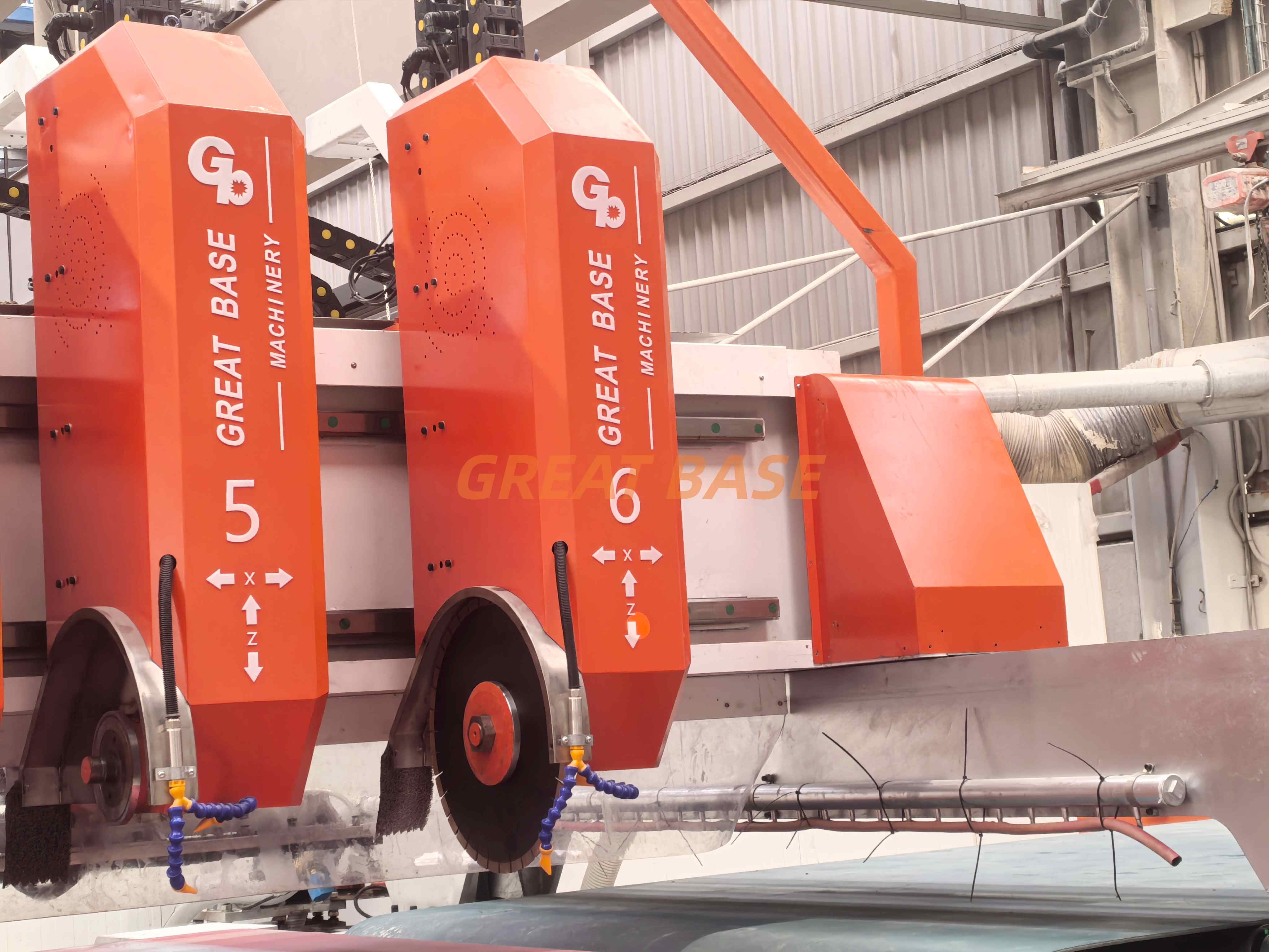 GreatBase GB6-500X Super Smart 30kw Multi-disc Line Concept Bridge Saw for Granite Slab Cutting Generating Complex Cuts Stone Cutting Machine
