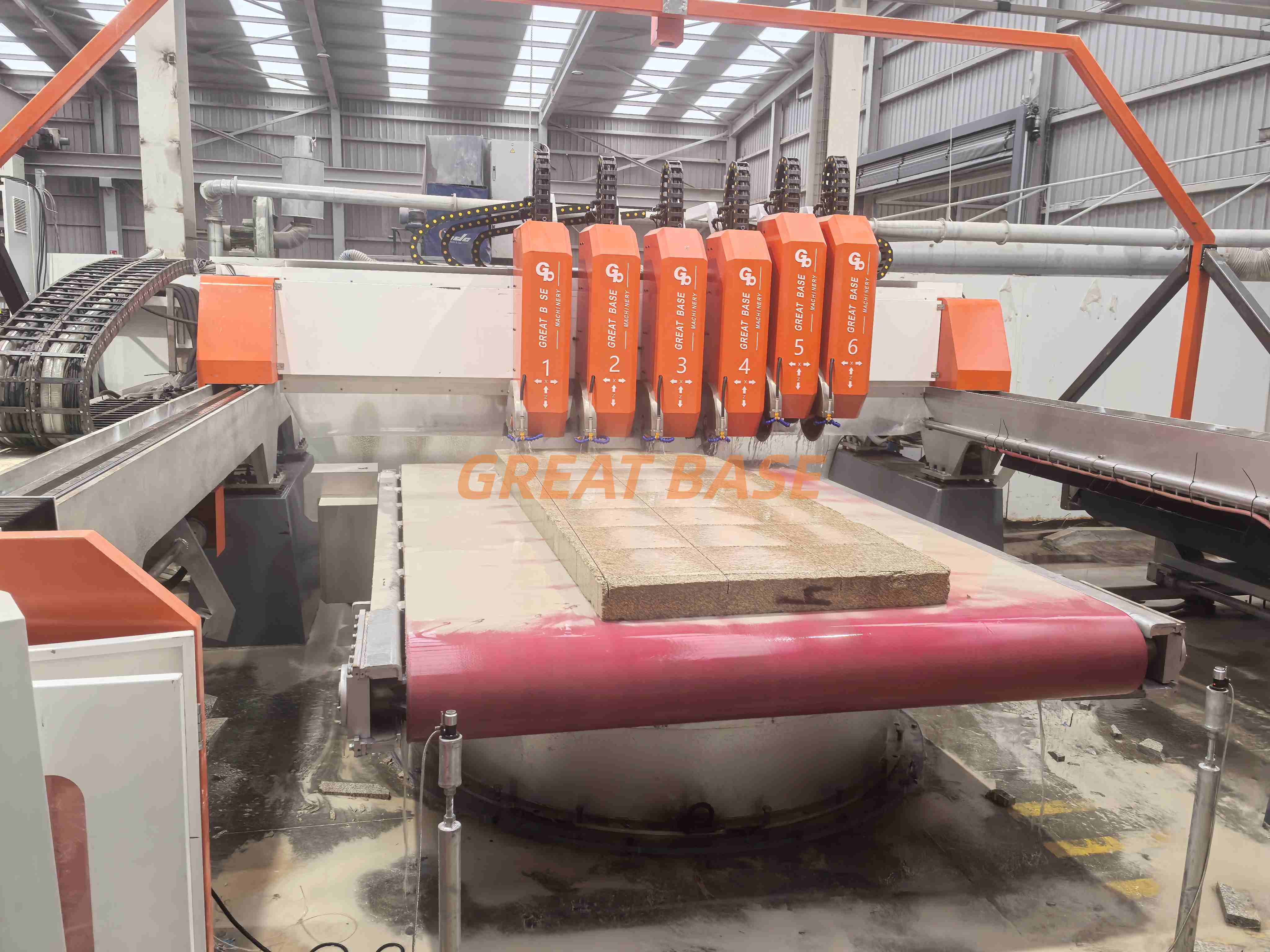 GreatBase GB6-500X Super Smart 30kw Multi-disc Line Concept Bridge Saw for Granite Slab Cutting Generating Complex Cuts Stone Cutting Machine