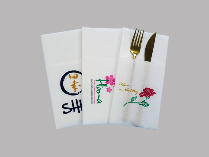 Airlaid Napkin Printed Logo With Pocket For Cutlery