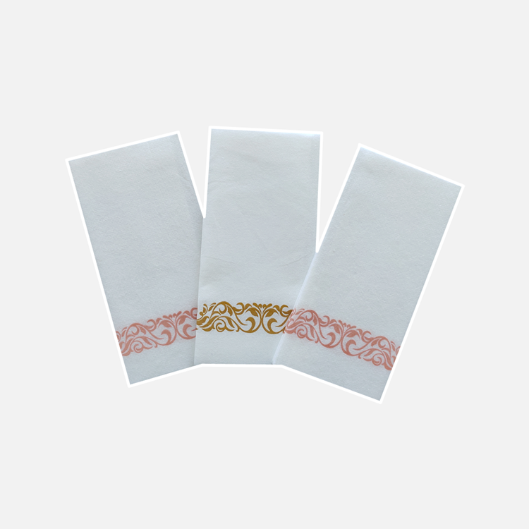 1/6 fold White Paper With Gold Color Of The Logo Napkins