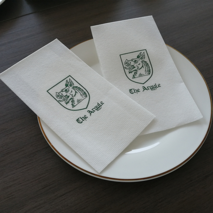 White Paper Napkins With animal Pattern Logo