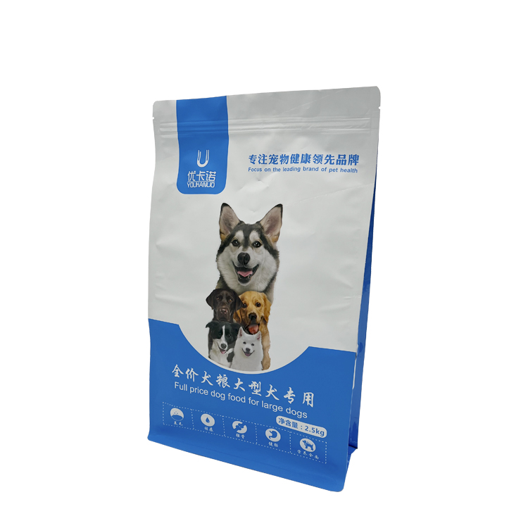 Sacs d'emballage bleus pour aliments pour chiens en papier d'aluminium