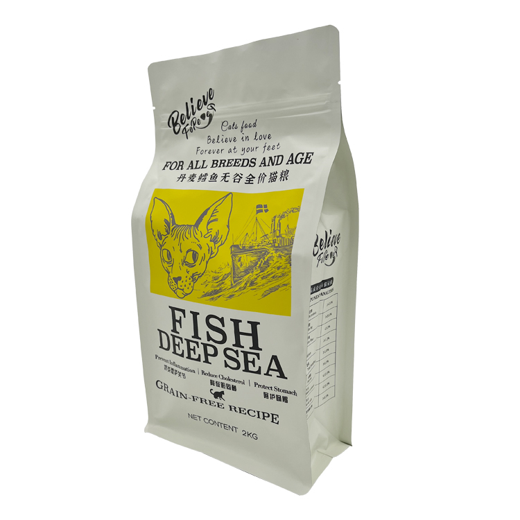 Bolsa de papel de aluminio con cierre de cremallera amarilla para comida para perros y gatos