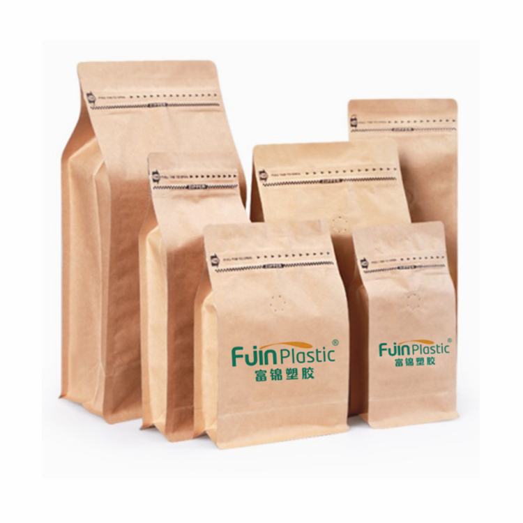 Recyclable Paper Coffee Bags With Valve And Zipper