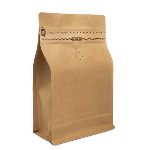 12 Oz Kraft Coffee Sack Bags With Valve