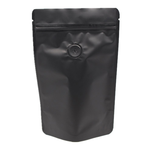 Stand Up 12oz Foil Coffee Bags Black With Degassing Valve