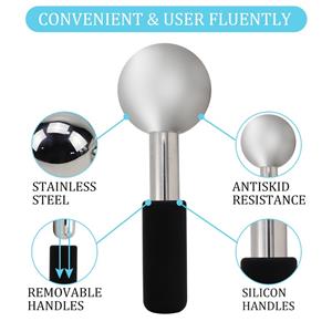 Stainless steel facial ice globes -Silver-with black handle