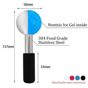 Stainless steel facial ice globes -Silver-with black handle