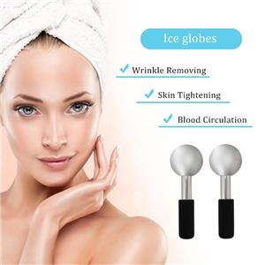 Stainless steel facial ice globes -Silver-with black handle