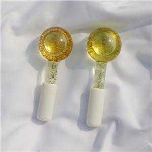 High-borosilicate Glass facial ice globes -Glittery-Yellow