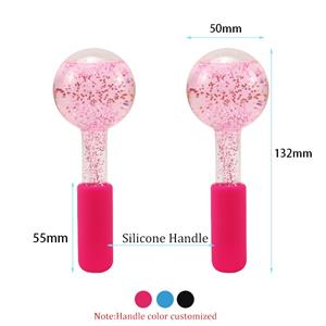 High-borosilicate Glass facial ice globes -Glittery-Pink