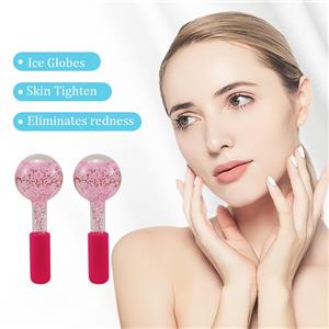 High-borosilicate Glass facial ice globes -Glittery-Pink