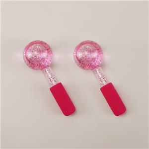 High-borosilicate Glass facial ice globes -Glittery-Pink