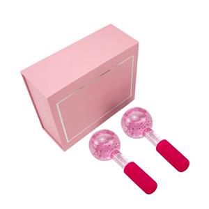 High-borosilicate Glass facial ice globes -Glittery-Pink