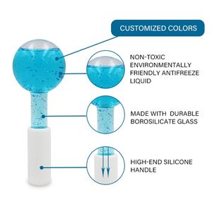High-borosilicate Glass facial ice globes -Glittery-Blue