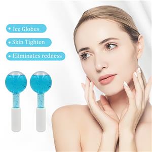 High-borosilicate Glass facial ice globes -Glittery-Blue