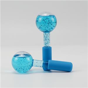 High-borosilicate Glass facial ice globes -Glittery-Blue