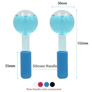 High-borosilicate Glass facial ice globes -transparent-blue