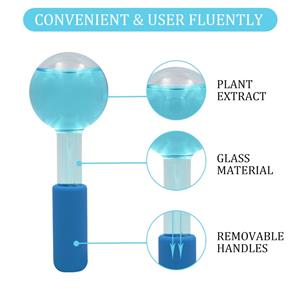 High-borosilicate Glass facial ice globes -transparent-blue