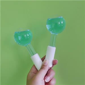 High-borosilicate Glass facial ice globes -transparent-blue