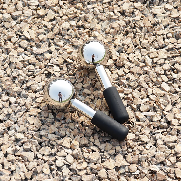 Stainless steel facial ice globes -Silver-with black handle