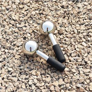 Stainless steel facial ice globes -Silver-with black handle