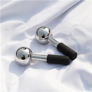 Stainless steel facial ice globes -Silver-with black handle