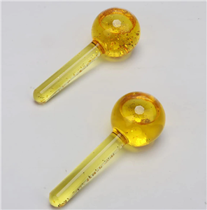 High-borosilicate Glass facial ice globes -Glittery-Yellow