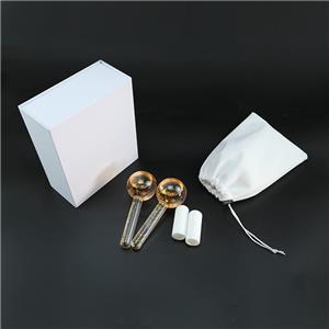 High-borosilicate Glass facial ice globes -Glittery-Yellow