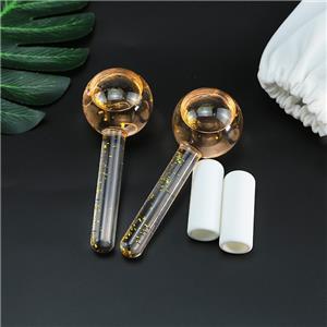 High-borosilicate Glass facial ice globes -Glittery-Yellow